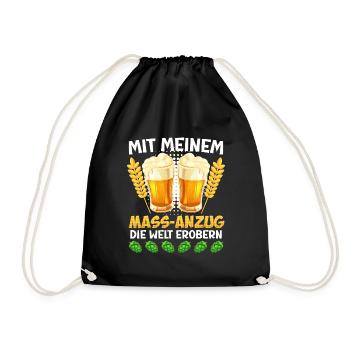 Bierfan Mit Meinem Mass-Anzug die Welt Erobern - Turnbeutel - Schwarz - Vorne