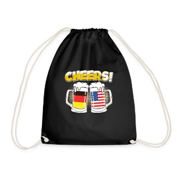 Cheers! Beer Mug Germany USA Beer Fan German - Drawstring Bag - black - Front
