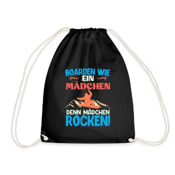 Boarden wie ein Mädchen Denn Mädchen Rocken! - Turnbeutel - Schwarz - Vorne