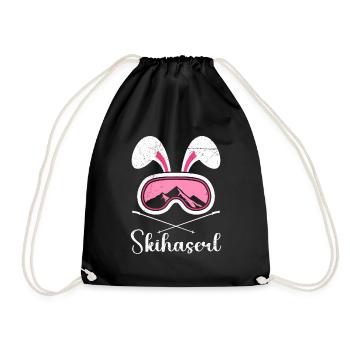 Skihaserl Skihasen Shirt Skihasen Apres Party - Turnbeutel - Schwarz - Vorne