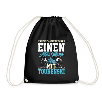 Unterschätze Nie einen Alten Mann mit Tourenski - Turnbeutel - Schwarz - Vorne