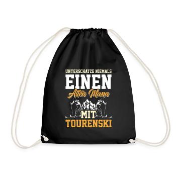 Unterschätze Nie einen Alten Mann mit Tourenski - Turnbeutel - Schwarz - Vorne