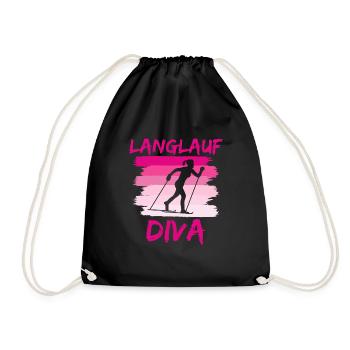 Langlauf DIVA Ski Läuferin Skilanglauf Frauen - Turnbeutel - Schwarz - Vorne