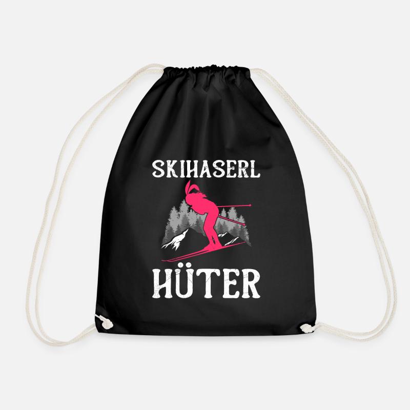 Skihaserl Hüter Schneehasen Skihasen Skihäschen - Turnbeutel - Schwarz