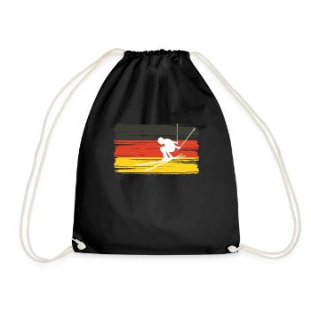 Germany Skier Shirt Skiing Ski Slope - Drawstring Bag - black - Front