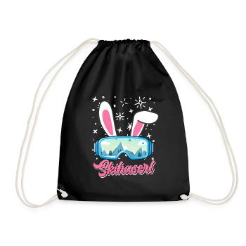 Skihaserl Apres Ski Party Skifahrerin Bunny - Turnbeutel - Schwarz - Vorne
