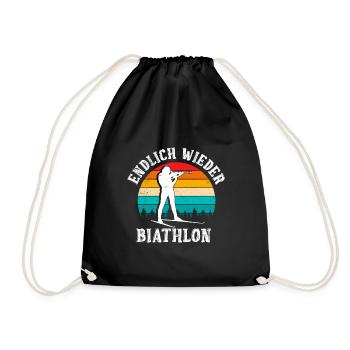 Wintersport Skilaufen Endlich wieder Biathlon - Turnbeutel - Schwarz - Vorne