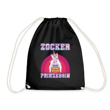 Videospiele Frauen Zocker Prinzessin Einhorn - Turnbeutel - Schwarz - Vorne