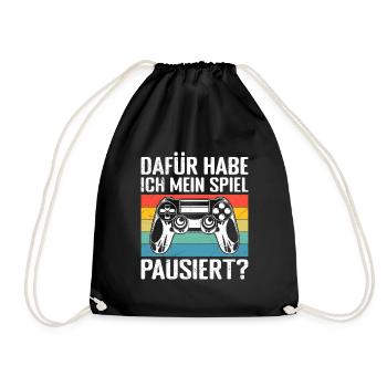 Video Spieler Dafür habe ich Mein Spiel Pausiert? - Turnbeutel - Schwarz - Vorne