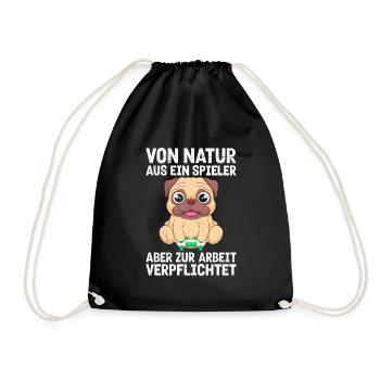 Gaming Hund Von Natur aus ein Spieler Hundefan - Turnbeutel - Schwarz - Vorne