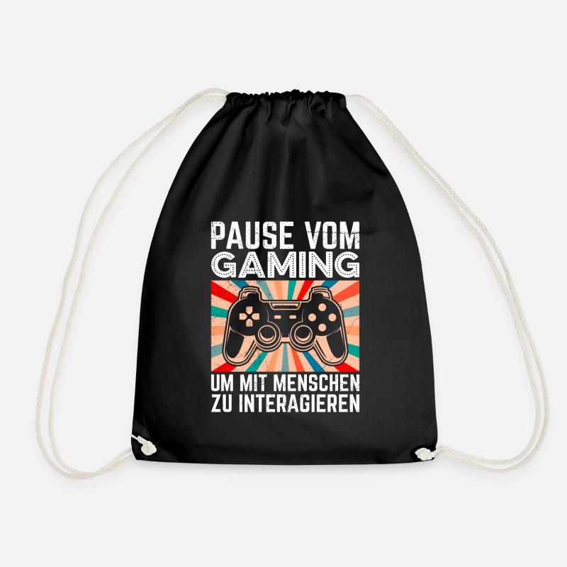 Video Spieler Pause vom Gaming Controller Video - Turnbeutel - Schwarz
