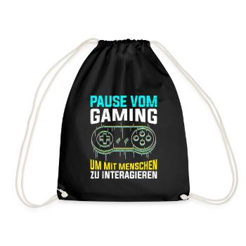 Video Spieler Pause vom Gaming Controller Video - Turnbeutel - Schwarz - Vorne