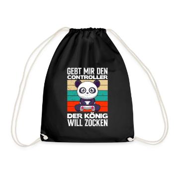 Gaming Panda Gebt Mir den Controller Video Gamer - Turnbeutel - Schwarz - Vorne