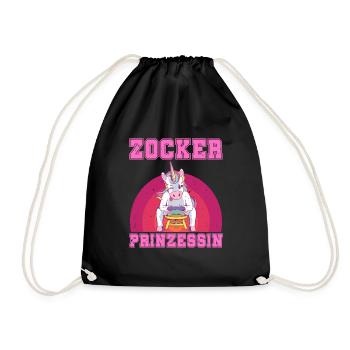 Videospiele Frauen Zocker Prinzessin Einhorn - Turnbeutel - Schwarz - Vorne