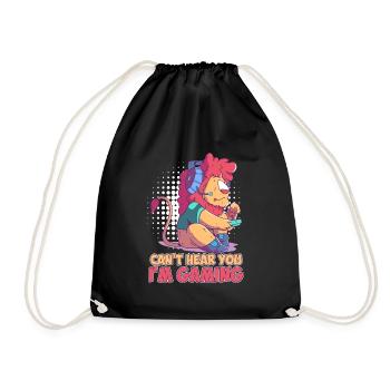 Video Gamer Don't Hear You I'm Gambling Bunny - Drawstring Bag - black - Front
