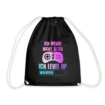 Video Spieler B-Day Werde nicht Älter Ich Level Up - Turnbeutel - Schwarz - Vorne