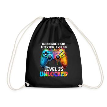 Level 35 Unlocked B-Day 35 Jahre Videospiel - Turnbeutel - Schwarz - Vorne