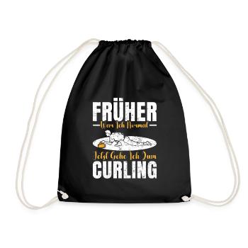 Curler Spruch Heute Gehe ich zum Curling - Turnbeutel - Schwarz - Vorne