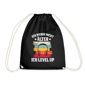 Retro Gamer B-Day Werde nicht Älter Ich Level Up - Turnbeutel - Schwarz - Vorne