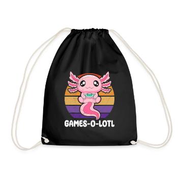 Gambling, Animals, Games-O-Lotl, Video Games, Kids - Drawstring Bag - black - Front