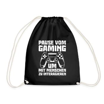 Video Spieler Pause vom Gaming Controller Video - Turnbeutel - Schwarz - Vorne