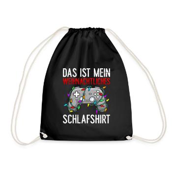 Gamer Das ist mein Weihnachtliches Schlafshirt - Turnbeutel - Schwarz - Vorne