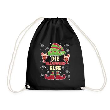 Glühwein Elfe Santa Weihnachtsmarkt - Turnbeutel - Schwarz - Vorne