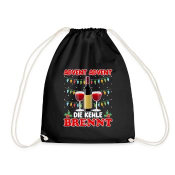 Advent Advent die Kehle Brennt Glühwein - Turnbeutel - Schwarz - Vorne