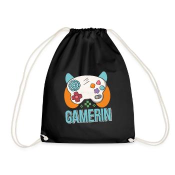 Gamerin Zocken Frauen Gamer Girl Videospiel - Turnbeutel - Schwarz - Vorne