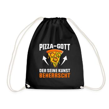 Pizza-Gott der seine Kunst Beherrscht Pizzateig - Turnbeutel - Schwarz - Vorne