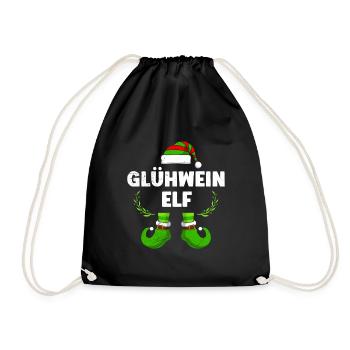 Glühwein Elfe Weihnachtsmarkt Glühweinstand - Turnbeutel - Schwarz - Vorne