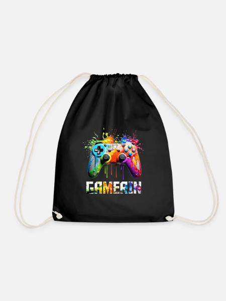 Videospiel Frauen Gamerin Gaming Fan Zocken - Turnbeutel - Schwarz