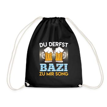 Bayerisches Bier Derfst Bazi zu mir Song Bayern - Turnbeutel - Schwarz - Vorne