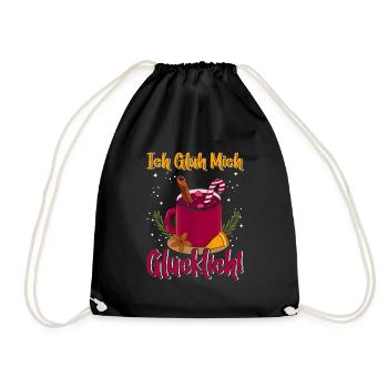 Weihnachtsmarkt Ich Glüh mich Glücklich! - Turnbeutel - Schwarz - Vorne