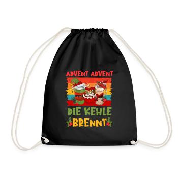 Glühwein Fan Advent Advent die Kehle Brennt - Turnbeutel - Schwarz - Vorne