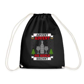Advent Advent die Kehle Brennt Glühweintopf - Turnbeutel - Schwarz - Vorne