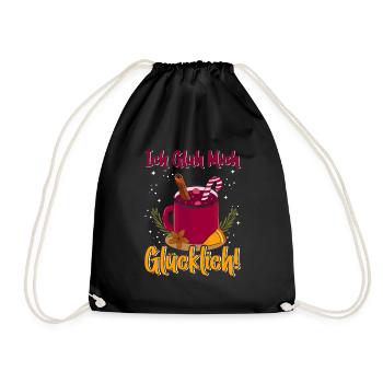 Weihnachtsmarkt Ich Glüh mich Glücklich! - Turnbeutel - Schwarz - Vorne