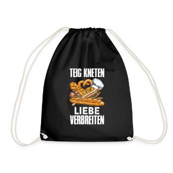 Brotbacken Teig Kneten Liebe Verbreiten Backfans - Turnbeutel - Schwarz - Vorne