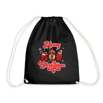 Merry Christmas Glühweinbude Weihnachten - Turnbeutel - Schwarz - Vorne