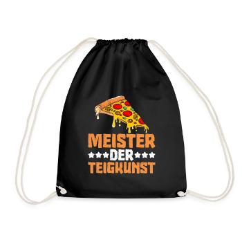 Meister der Teigkunst Pizza Bäckerei Pizza - Turnbeutel - Schwarz - Vorne
