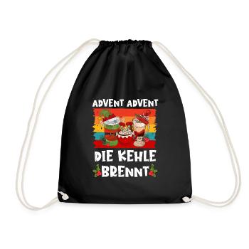 Glühwein Fan Advent Advent die Kehle Brennt - Turnbeutel - Schwarz - Vorne