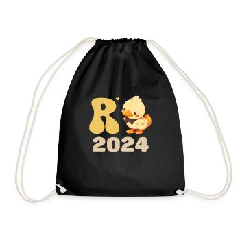 Rente 2024 Entchen Rentenalter Renteneintritt - Turnbeutel - Schwarz - Vorne
