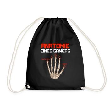 Anatomie eines Gamers Knochenhand Zocker Gaming - Turnbeutel - Schwarz - Vorne