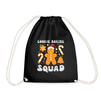 Gingerbread Biscuits Cookie Baking Squad Christmas - Drawstring Bag - black - Front