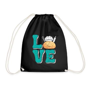 Bread Baking Love LOVE Bakery Bread Baker Bread Baking - Drawstring Bag - black - Front