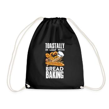 Bread Baker Toastally in Loaf with Bread Baking - Drawstring Bag - black - Front