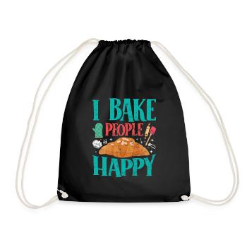Boulangerie I Bake People Happy Croissant Confiseur - Sac de sport léger - noir - Devant