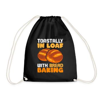 Brotliebe Toastally in Loaf with Bread Baking - Drawstring Bag - black - Front