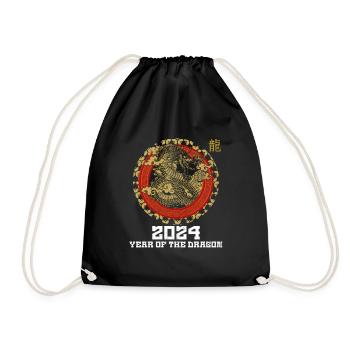 2024 Year of the Dragon Chinesisches Neujahr - Turnbeutel - Schwarz - Vorne
