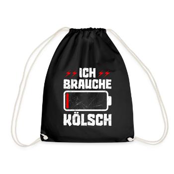 Karneval Party Köln Ich Brauche Kölsch - Turnbeutel - Schwarz - Vorne